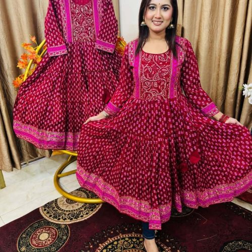 Premium Blog Printed Cotton Stitched Two Piece Grown For Women - Premium blog Printed Cotton Stitched two Piece grown for Women