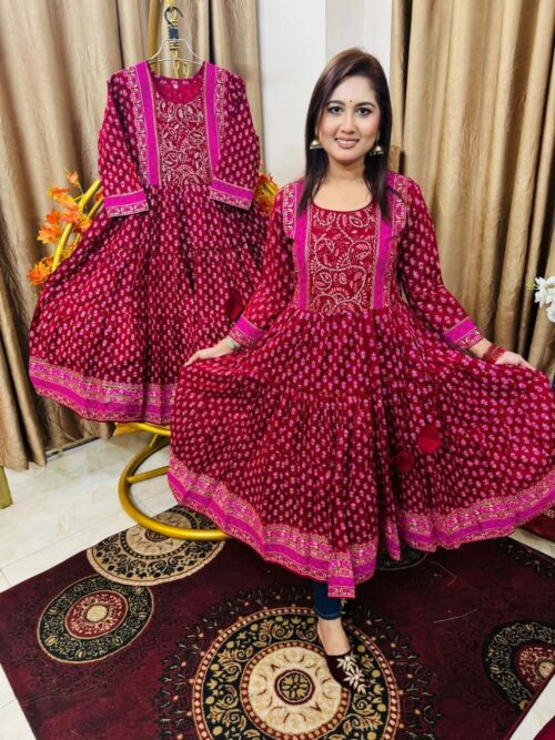 Premium blog Printed Cotton Stitched two Piece grown for Women