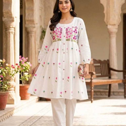 Premium Quality Aarong Cotton Kurti Embroidery Work - Premium Quality Aarong Cotton Kurti Embroidery Work – Extra Comfort