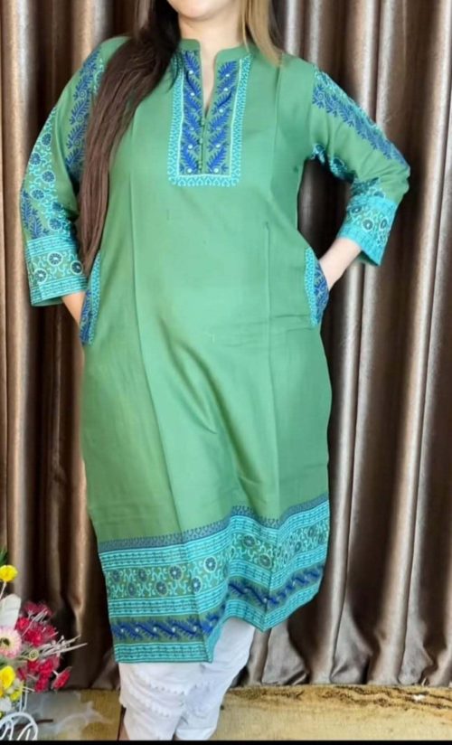 Embroidery Cotton block Print Kurti Collection for Comfortable Wear